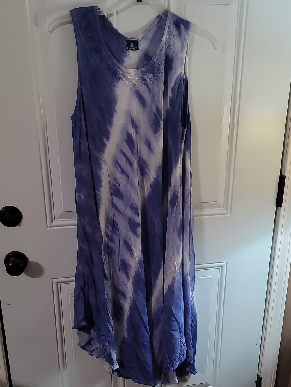 Blue Tie-Dye Sleeveless Maxi Dress